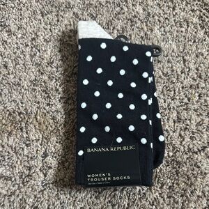 Banana Republic Black and White Polka Dot Trouser socks NWT